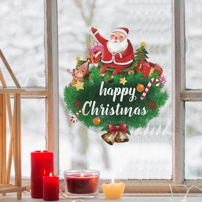 Happy Christmas Santa Bells Bedroom Living Room Wall Landscaping Stickers
