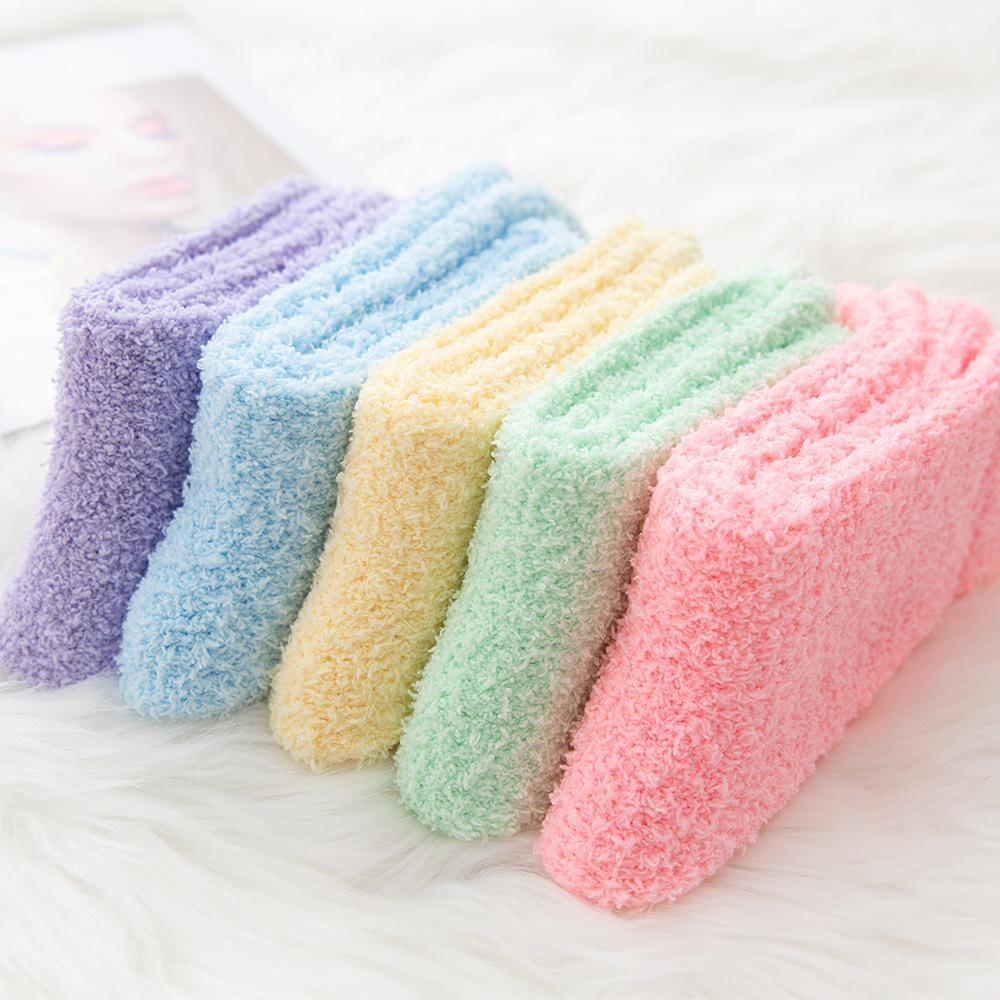 5 Pairs of Coral Velvet Soft Warm Socks for Winter Anti-skid Socks