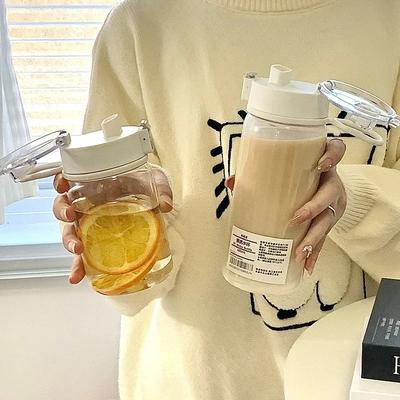 350/800ml Portable Plastic Water Bottle Transparent Outdoor Leak Proof Minimalist Cup For Camping Gym Travel With Handle Cups