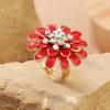 Fashionable Retro Drip Oil Daisy Flower Ring, New Style, Trendy, Diamond Set, Adjustable Opening Ring