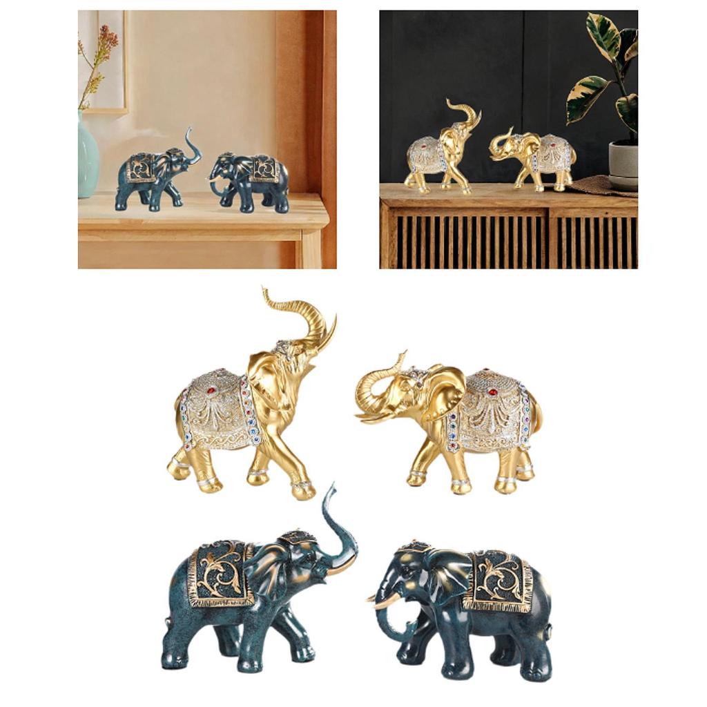 Elephant Statues Resin Crafts Home Decor Tabletop Decorations Elephant Figurines for Bedroom Bookshelves