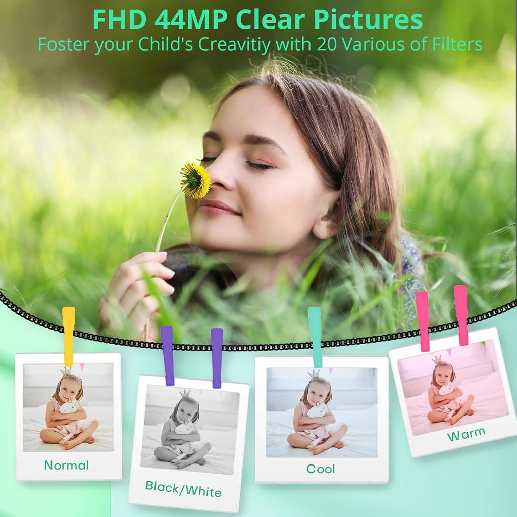 Digital Camera 1080P 44MP Digital Cameras, Digital Point and Shoot Camera for Kids with 16X Zoom, Anti-Shake, Compact Small Travel Camera for
