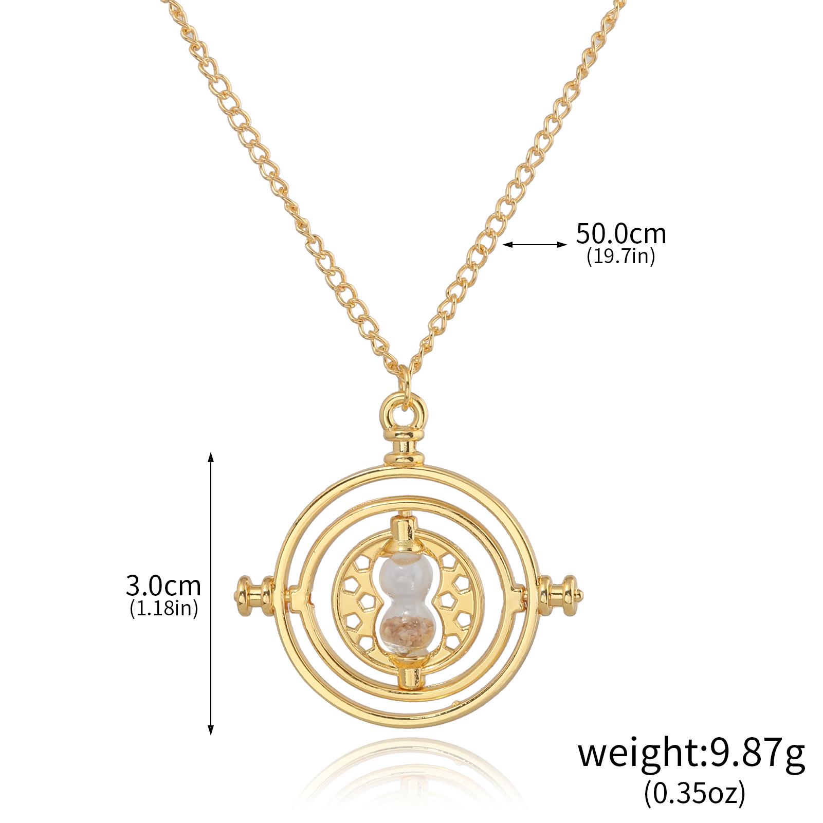 Classic Harried Time Necklace Timer Hourglass 360 Rotatable Cosplay Props Astronomical Time Converter Magic School Fans Gift