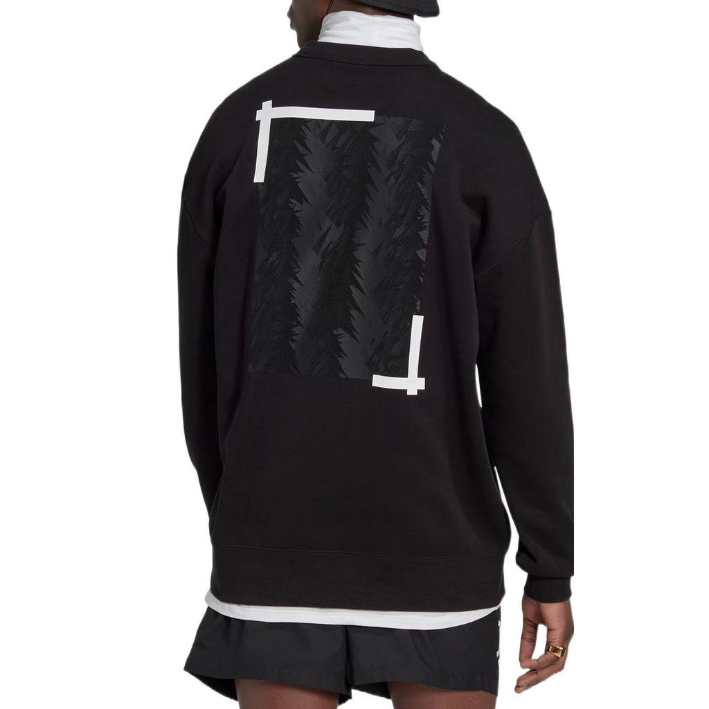 Adidas Juventus Graphic Print Loose Fit Crew Neck Football Sweatshirt Men Tops Black HD8866