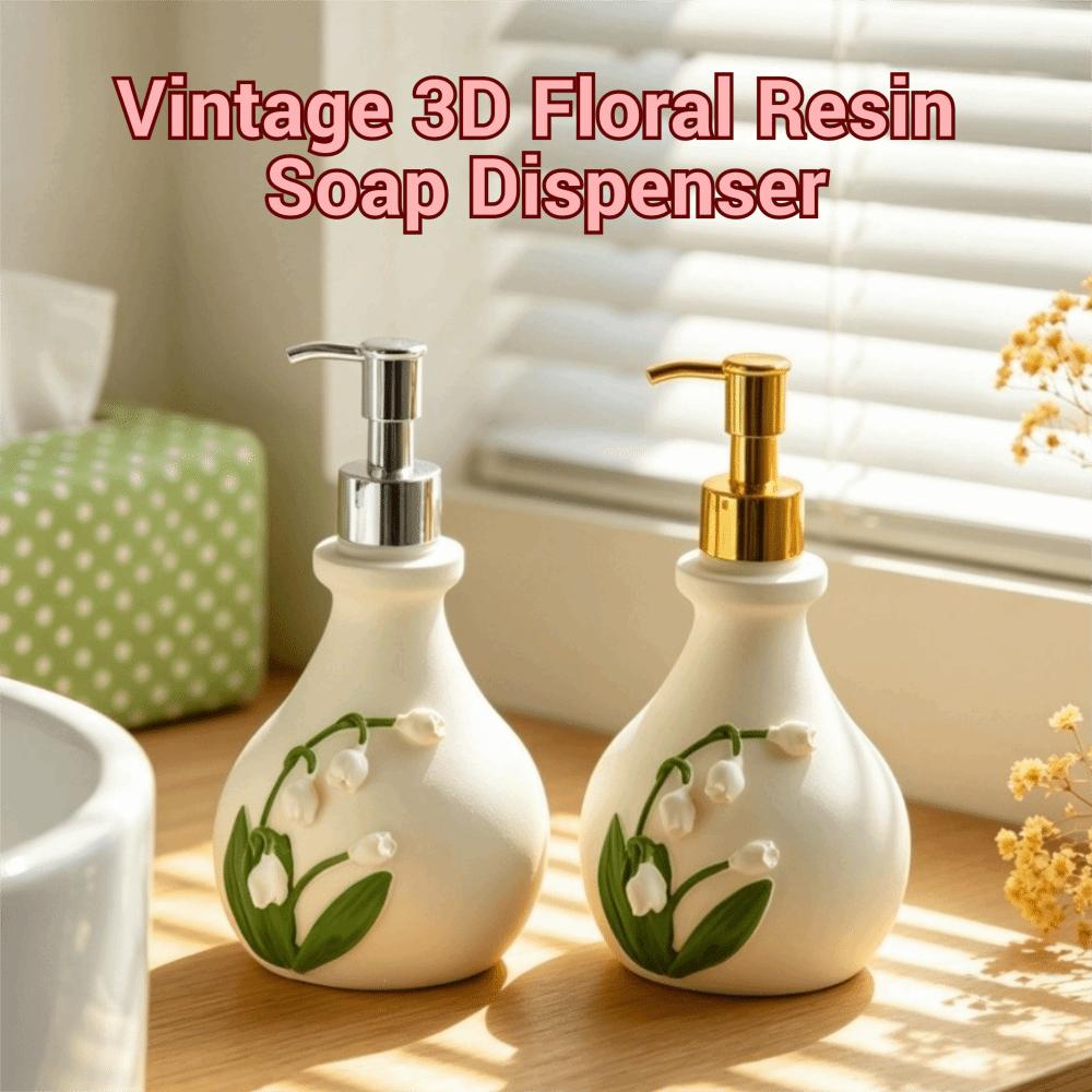 French Bellflower of the Valley Embossed Bottle Vintage Retro Hand Soap Holder Kitchen