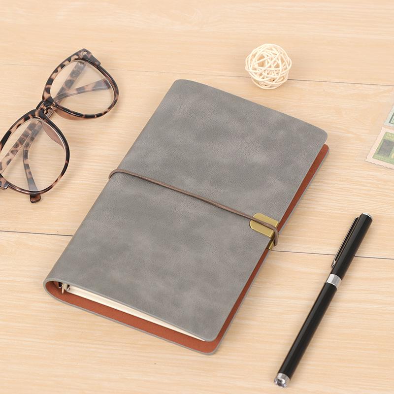 Retro A6 Soft Leather Loose-Leaf Notebook Diary Planner A6 серый