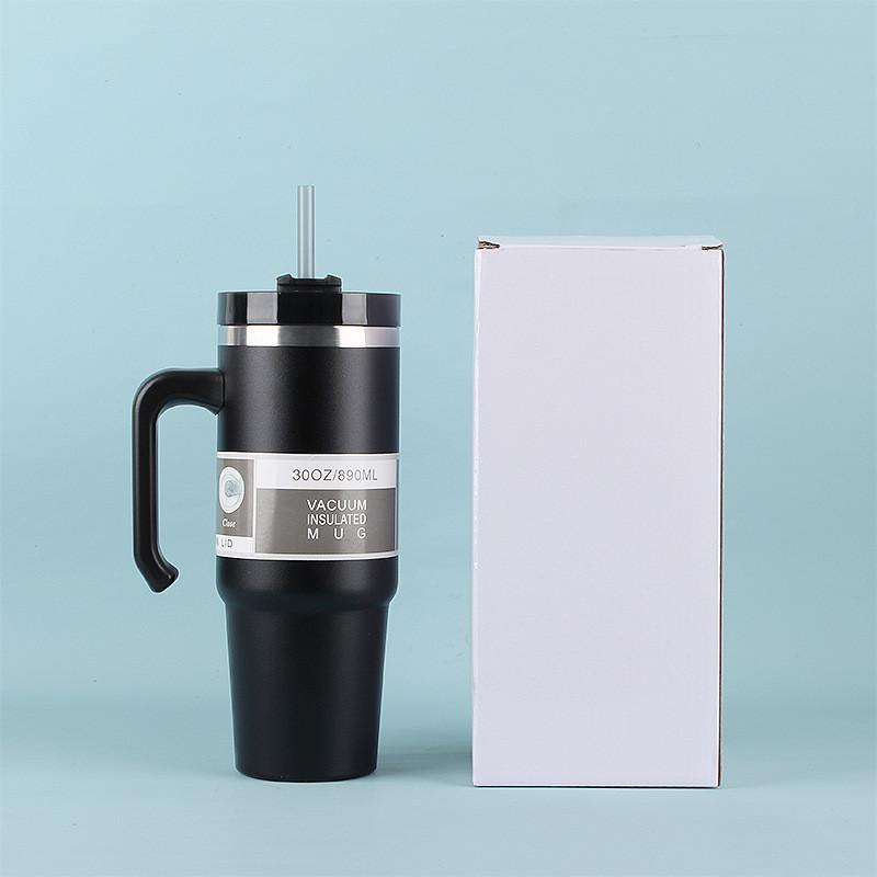 30oz Tumbler With Handle And Straw Lid Stainless Steel Insulated Tumblers Travel Coffee Mug For Hot And Cold Beverages