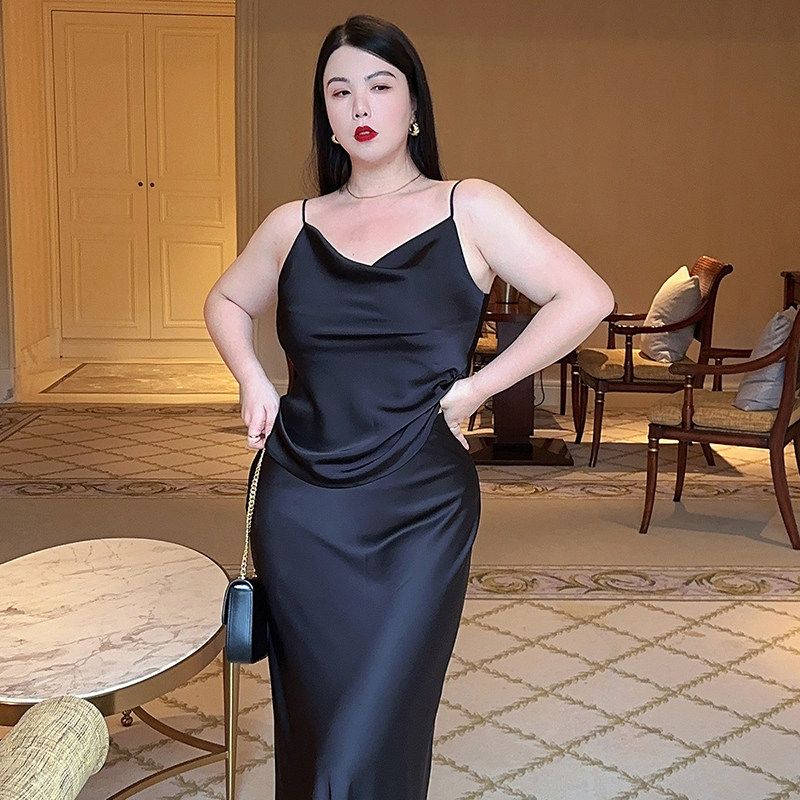 French Retro Sexy Slimming Long Skirt Fishtail Black Sling XL