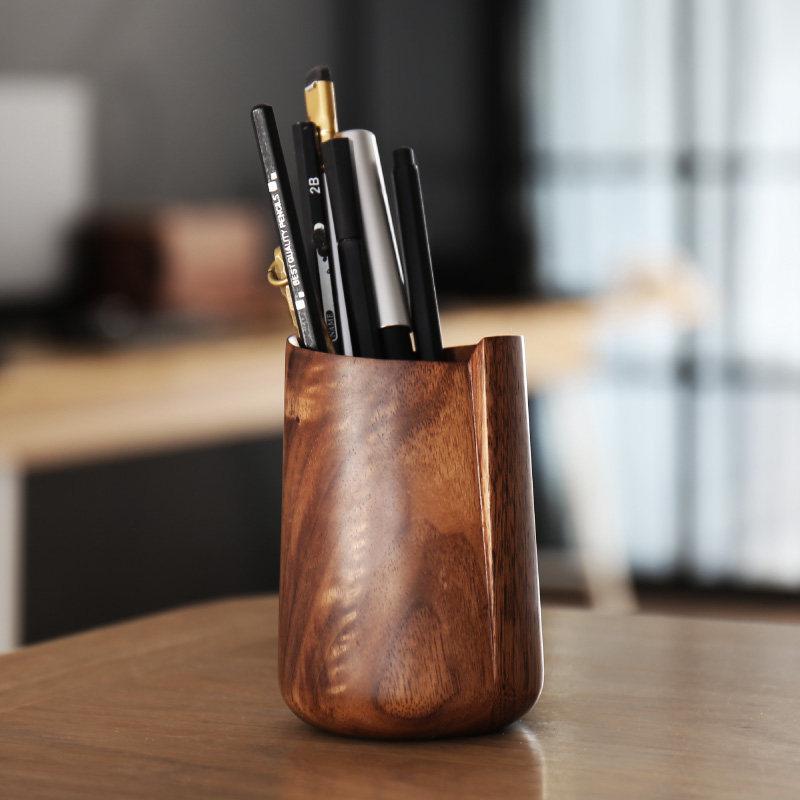 Portable Vintage Pen Holder Wooden Pens Containers Luxury Accessory Storage Boxes Minimalist Office Organizer Box Furniture