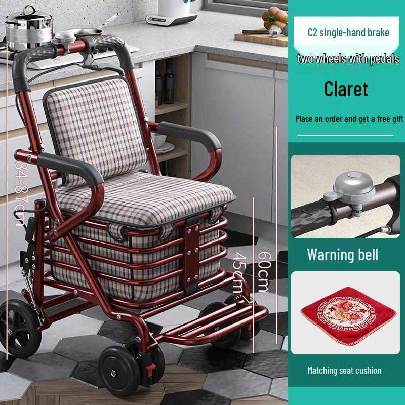 Leide Zhu Foldable Mobility Handcart: Sit & Push Shopping Trolley for Elderly