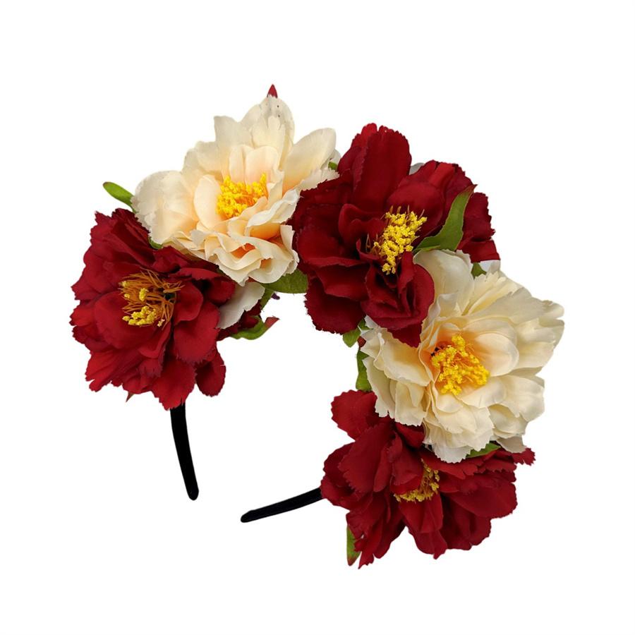 Brand new women s rose crown headband fashion colorful flower headband headdress prom carnival halloween hair accessories