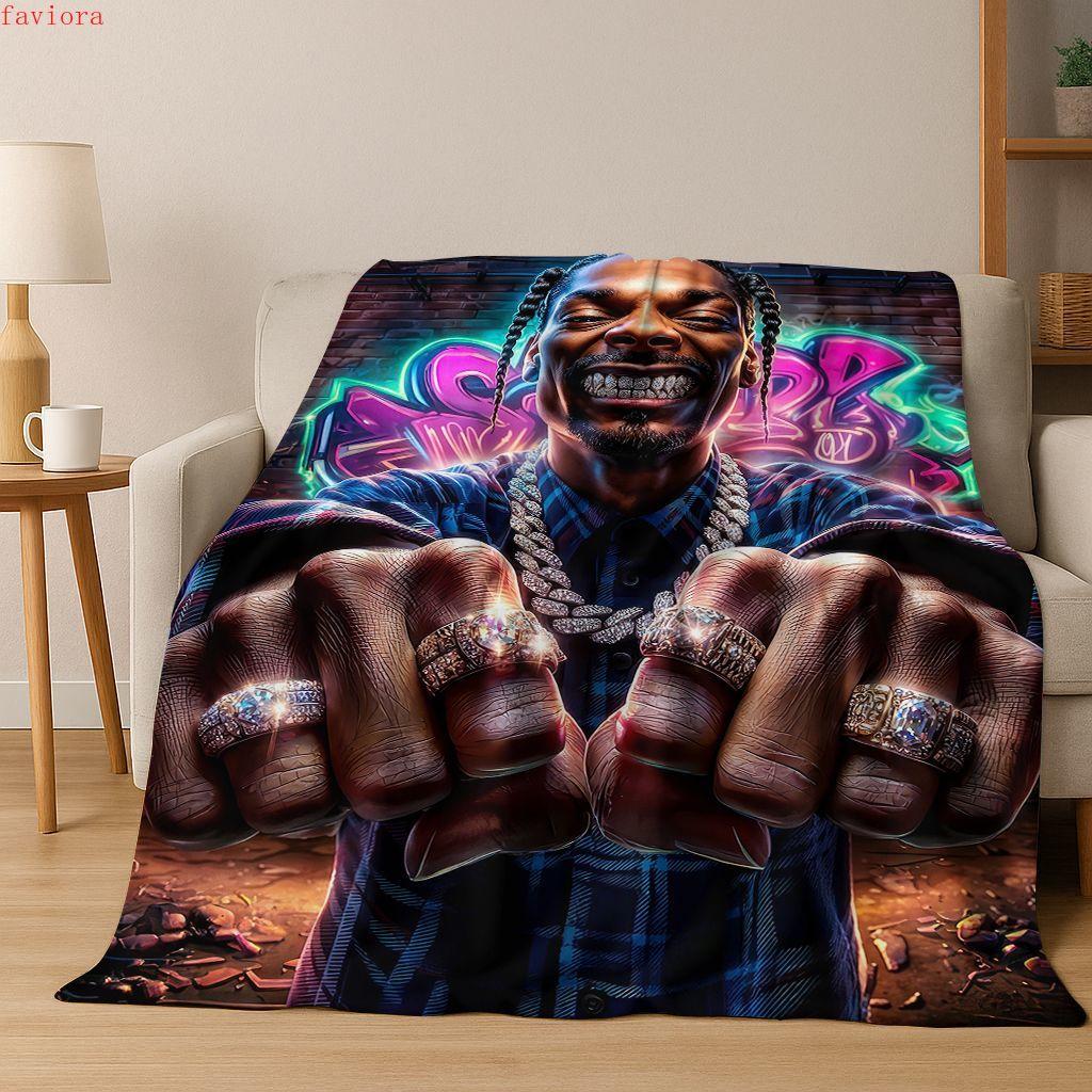 Manta de Franela con 26 Estilos de Artistas de Rap Dibujos Animados Tupac Snoop Dogg Hip Hop, Manta Acogedora Suave para Hogar Dormitorio Cama Cubierta de Sofá