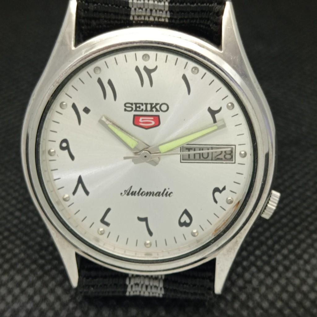 USED VINTAGE SEIKO 5 AUTOMATIC 7019A JAPAN MENS D/D ARABIC WATCH 603-a313775-9 SKU603-a313775