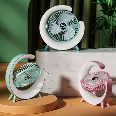 Portable Fan Light USB Charging Table Lamp LED Electric Fan Atmosphere Light 3 Speed Mini Fan Night Light for Camping Desk Room