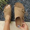 Women Slide Sandals Adjustable Buckle Strap Open Toe Casual Comfortable Footbed Slip On Lightweight Summer Shoes