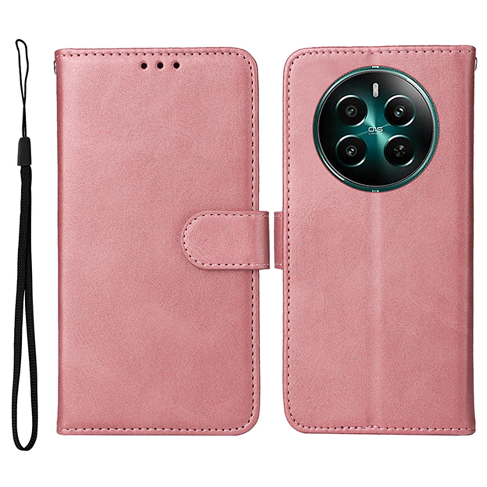 

For Realme 12 4G/12+ 5G Case Viewing Stand 3 Card Holder PU Leather Phone Cover Pink