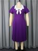 Bow Tie Colorblock Short Sleeve Pleated Dress Elegant Slim Fit Style for Women Summer Wedding Guest Dress New Arrival