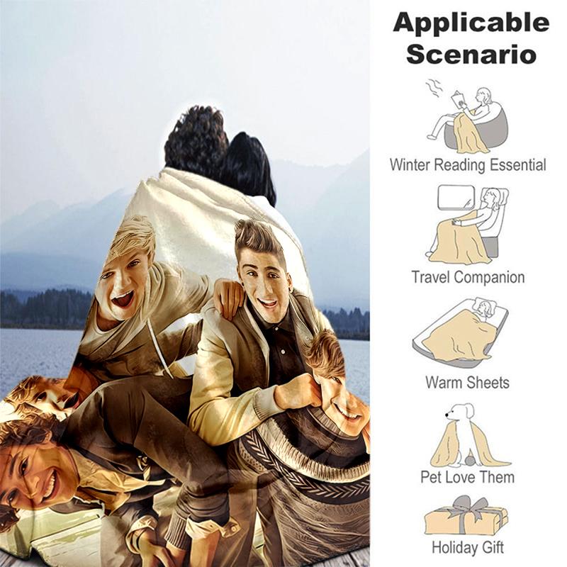 1pc Blanket One Direction Where We Are Now Print Design, Lightweight Blanket for Sofa, Bed- Soft &Warm, Gift for All Seasons Like Christmas, Halloween
