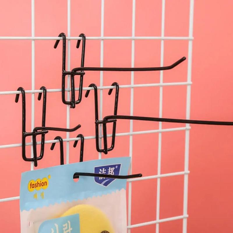 10Pcs Reusable Mesh Panel Hangers Metal Wear-Resistant Storage Hook Removable Universal Net Panel Hooks Store Storage Display