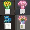 Glow-in-the-Dark Flowers Switch Sticker Self-Adhesive PVC Switch Outlet Decor Easy Peel Tulip Lily Sunflower Wall Sticker