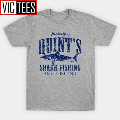 Unisex Stylish T Shirts Vintage Quints Shark Fishinger Amity Island Fishinger Fish Unisex O Neckd Clothing Printed Tee
