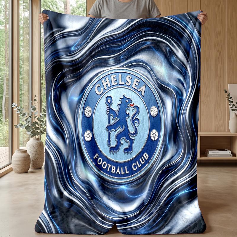 Chelsea FC Theme Blanket Soft Flannel Blanket Plush Throw Blanket Cozy Sofa Bed Blanket for Home Decor
