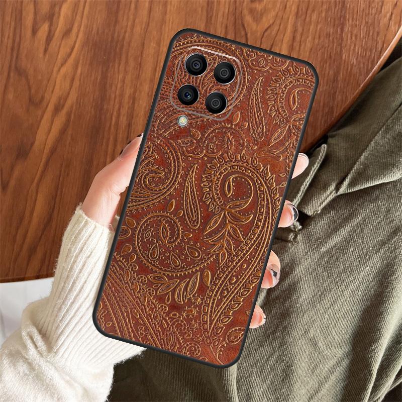 Brown Hand Tooled Western Case For Samsung Galaxy M06 M16 M36 M56 M33 M15 M55 M31 M13 M12 M14 M53 M32 M52 M35 M34 M54