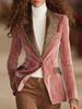 2025 Women's Long Sleeve Solid Color Lace Patchwork Velvet Jacket