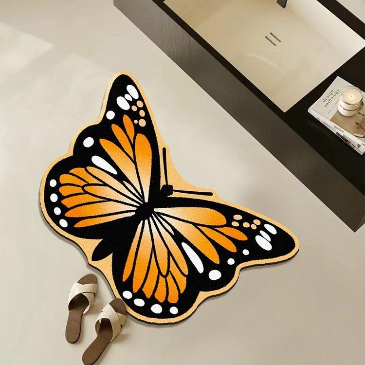 National Wind Butterfly Diatom Mud Toilet Cushion Bathroom Sink Moisture-wicking Foot Mat Toilet Entry Quick Dry Floor Mat