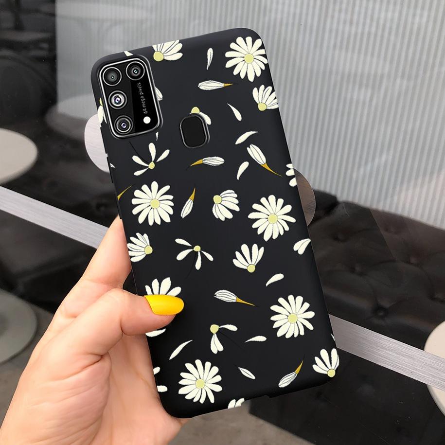 Silikonový kryt Pro Samsung M31 M 31 Obal Čerstvá květina Pírko Nárazuvzdorný kryt telefonu Pro Samsung Galaxy M31s M31 s M315 M317 Etui