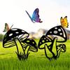 12" Large Iron Garden Stakes, Metal Mushroom Yard Decor, Hollow Out Silhouette Ornament, Outdoor Art for Lawn Patio