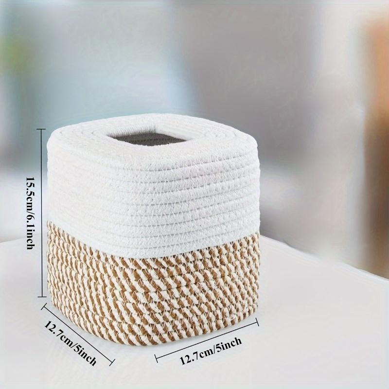 Minimalist Japanese-style Rope Woven Tissue Box,Desktop Organizer, Handmade Square Tissue Holder,Very Suitable for Home Decor