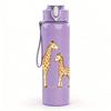 1PC Giraffe Family Animal Print 750ml Color Plastic Sports Water Bottle Leakproof Flip Straw Lid Suitable for Sports Office Home Use