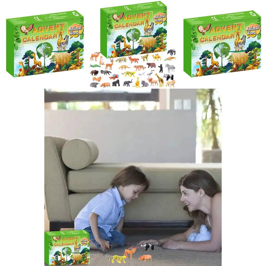 Animal Countdown Calendar Kit With Plastic Toy Figures For Young Adults Holiday Decor