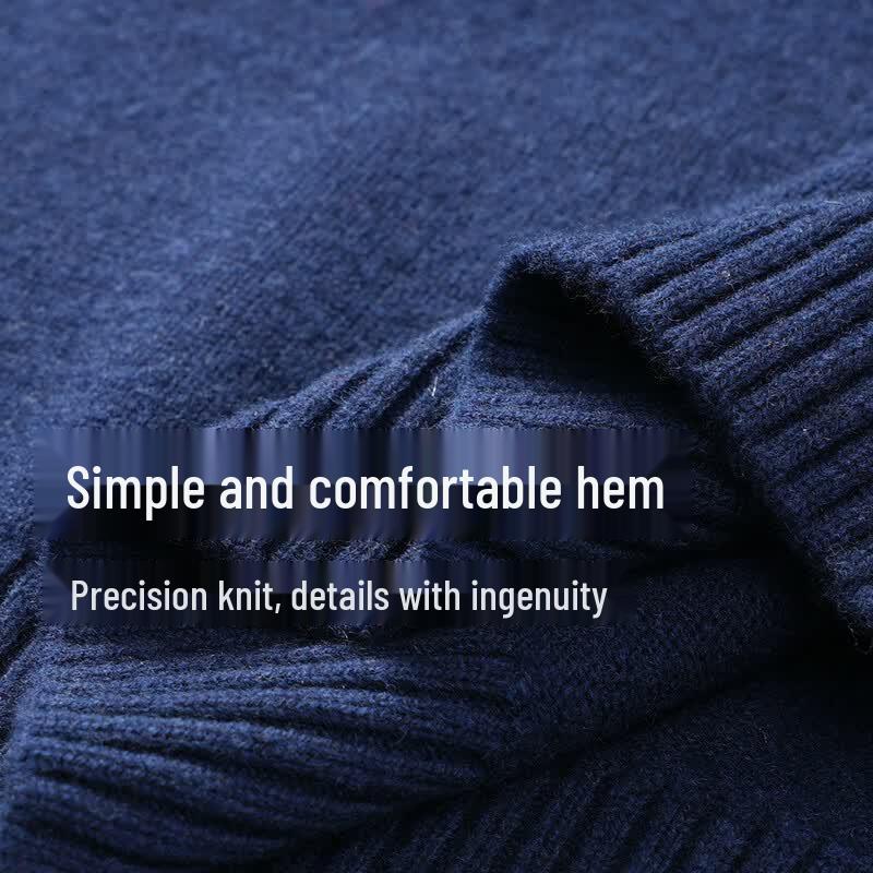 SHANSHAN Men's 90% Wool 10% Cashmere Blend Stand Collar Sweater