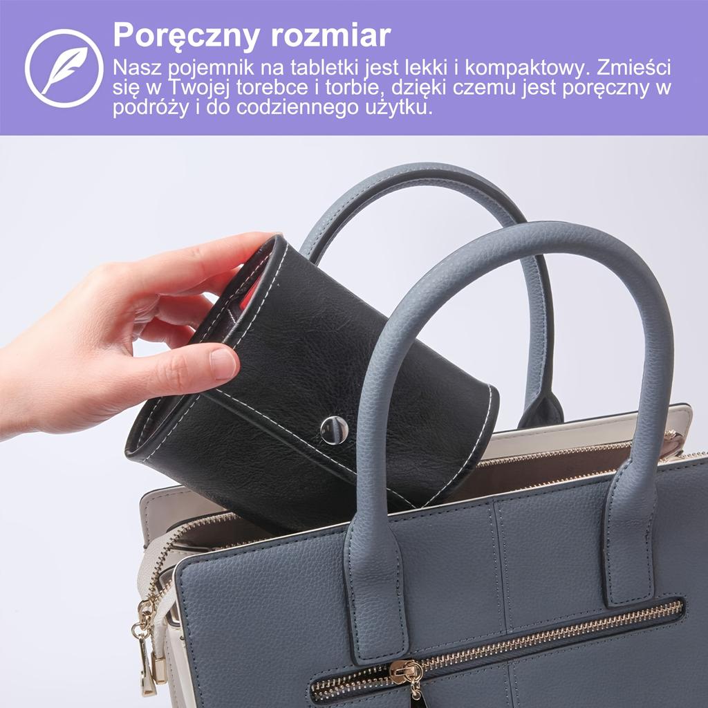 (Polish printing)Weekly Pill Organizer Box Case Travel Medication Reminder Daily AM PM, Day Night 7 Compartments