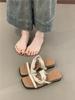 Platform Open-toed Sandals Women's 2025 Summer Korean Version Retro Linen Bohemian Vacation Beach Slippers