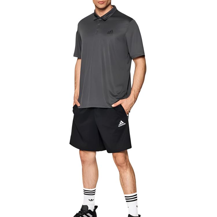 adidas Polo Shirts Men's Gray Polo Collar Moderate Straight Fit H30285