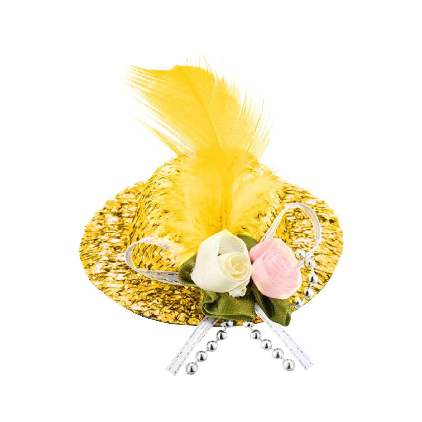 

Куриные шляпы для курицы, маленькие забавные аксессуары для курицы, цилиндр с перьями One Size жёлтый