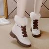 Fashion 7cm Animal Fur Genuine Leather Cushioned Platform Wedge Winter Plush Fur Spring Women Warm Durable Ankle Boots Autumn Hook Shoes