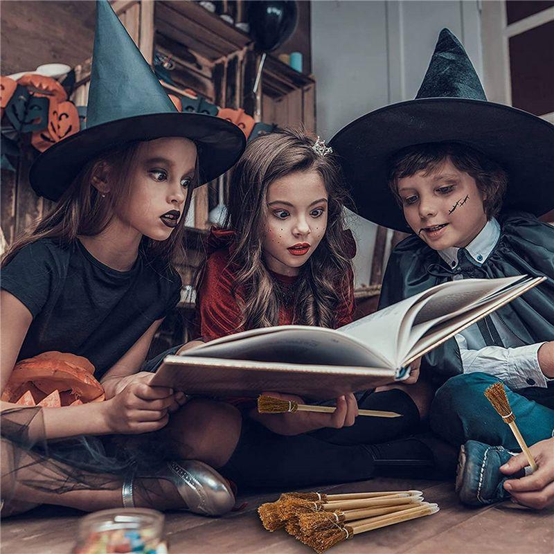VOFUN-48 Pcs Witch Broom Pencils For Halloween Broomstick Ballpoint Pencils Halloween Party Favors Witch Broom Prop Writing