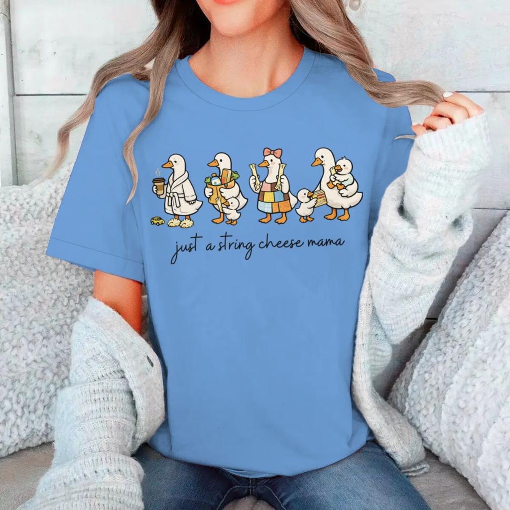 Just A String Cheese Mama Fun Duck Mom Tshirt Mama Life Graphic Tee Fashion Mothers Day Gift For Mommy Unisexs Tshirts