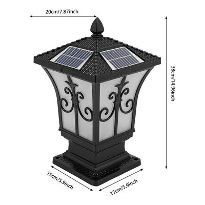 85-265V Outdoor Solar Post Light,Modern Post Light, Solar Powered & Electric Supply Garden Pillar Light with Remote Control