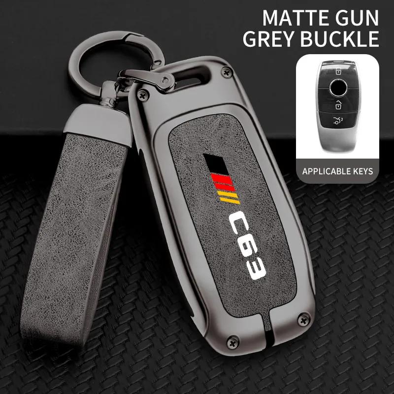 Car TPU Zinc Alloy Key Case Bag For Mercedes Benz AMG C63 Logo Car Key Chain Car Metal Key Shell Interior Decoration Accessories