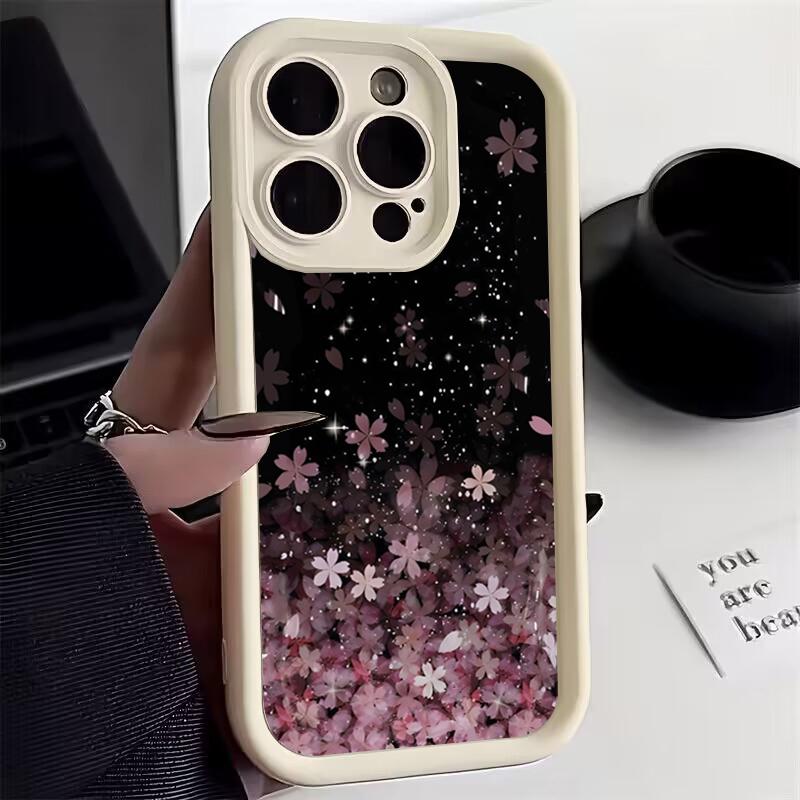 Dreamy Pink Cherry Blossom Illustration Phone Case for iPhone 17 16 15 14 13 12 11 Series Pro Max Plus