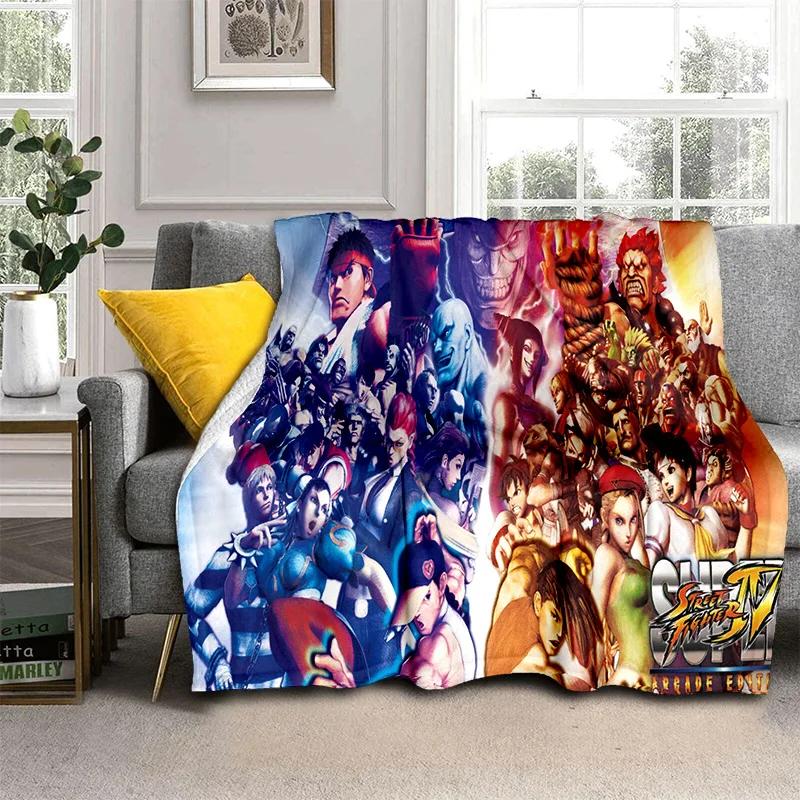 Street Fighter Retro Game SF Gamer Deken, Zachte Plaid voor Huis Slaapkamer Bed Bank Picknick Reizen Kantoor Dekentje Kinderen