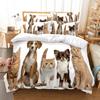 Bedding Set Pet Cat Print Quilt Cover and Pillowcase Single Double Bed Full Size Bedroom Bedding Polyester with Zipper Comfortable Quilt Cover