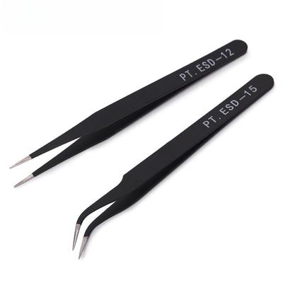 Stainless Steel Tweezers for Nail Art Curved Straight Black Tweezer Nail Rhinestone Decoration Picking Tool Manicure Tool