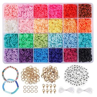 5000 Clay Beads Polymer Flat Soft Pottery Beads Kit Alphabet Beads Lobster Buckle Diy Bracelet Earrings Kit