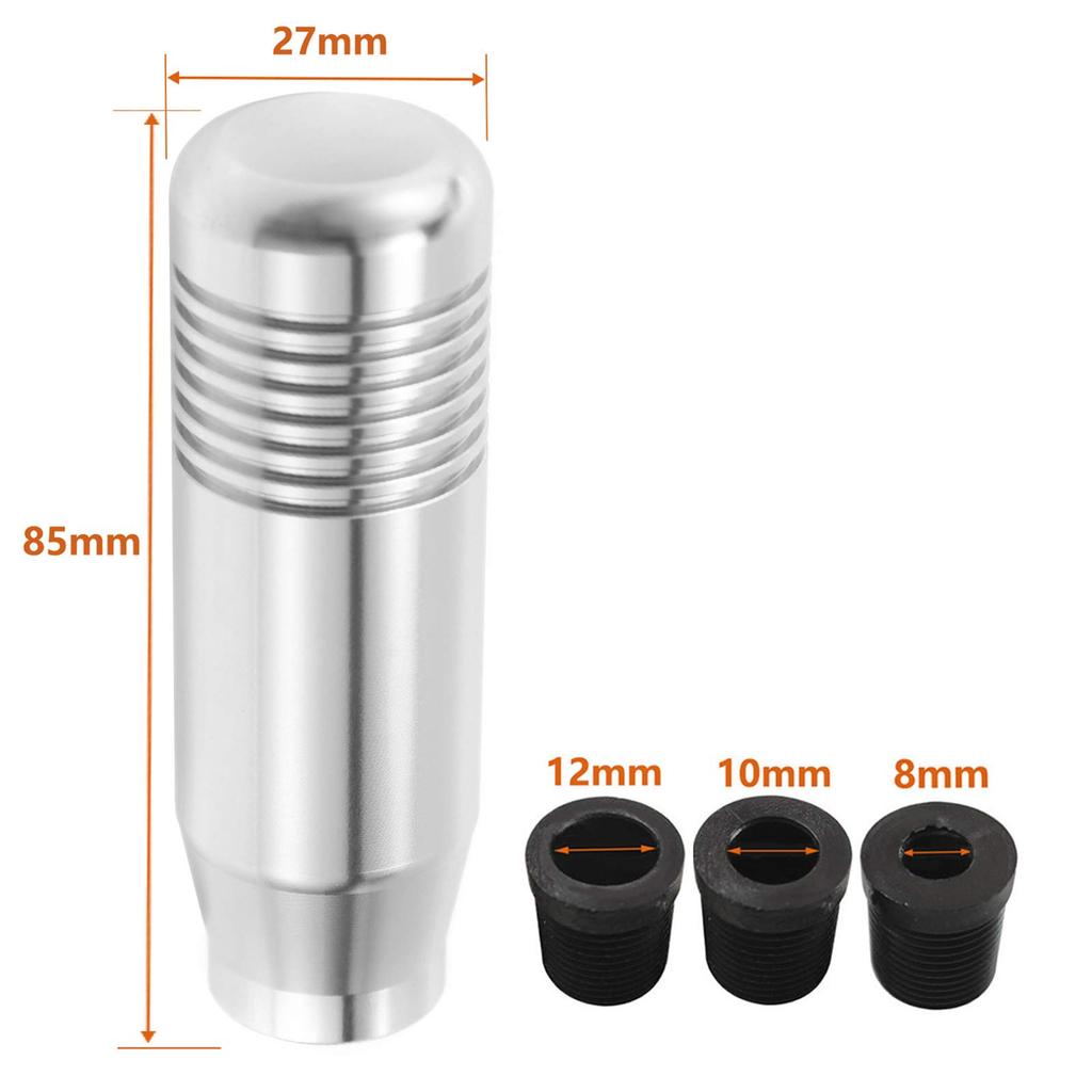 Lunsom 85mm Car Shift Knob Metal Short Shift Knob Aluminum Alloy for Auto and Manual Car (Silver)